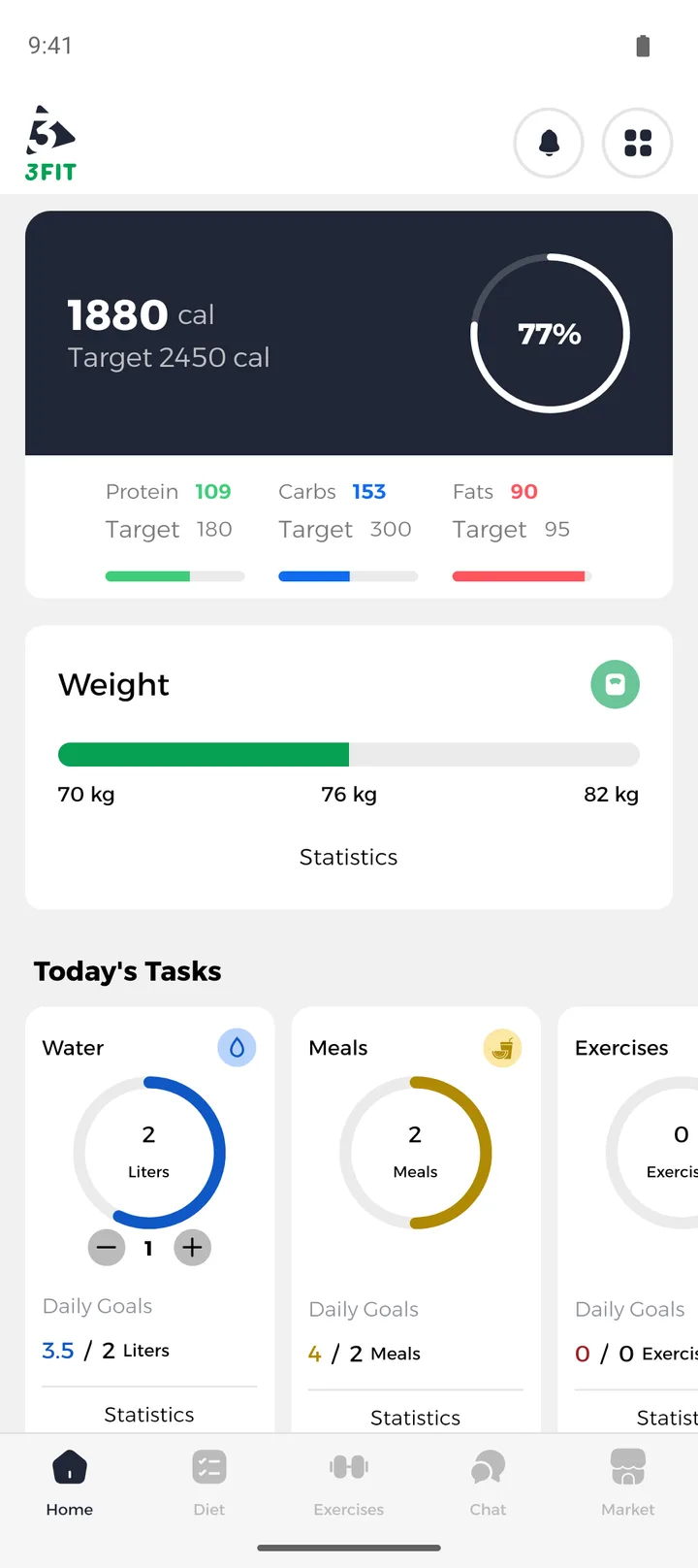 3Fit, fitness and nutrition coaching, English, screenshot 1