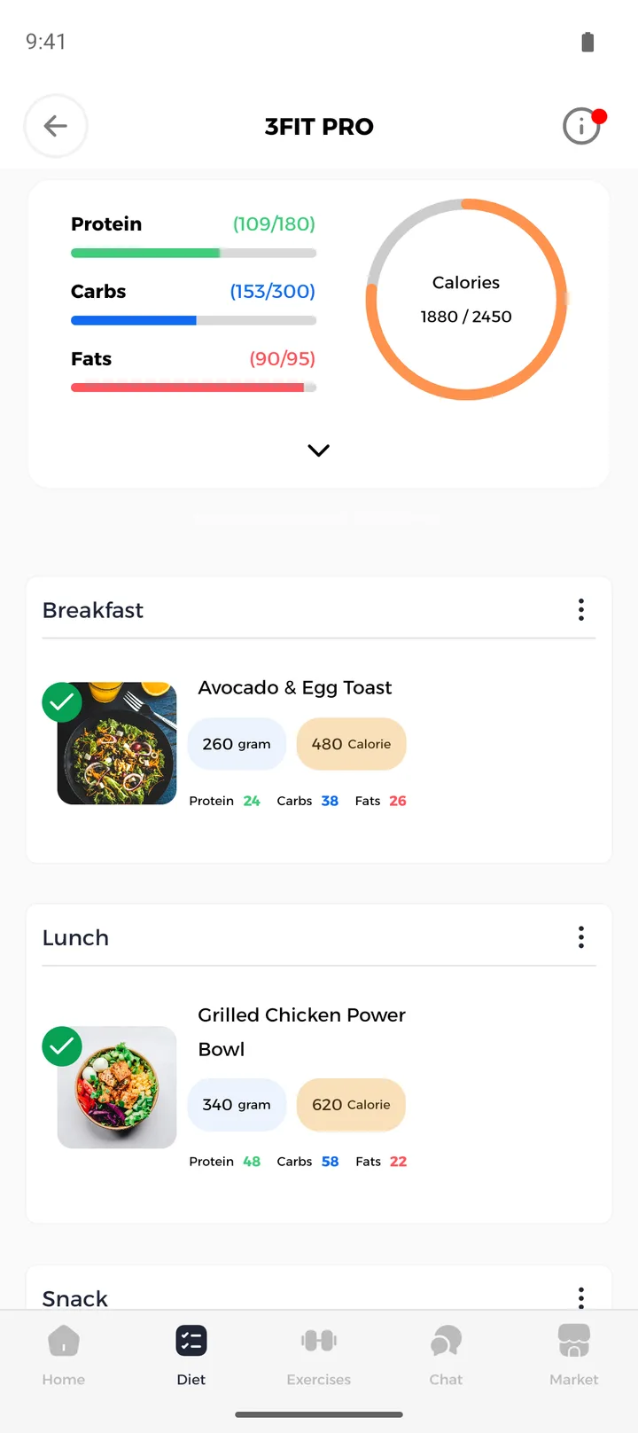 3Fit, fitness and nutrition coaching, English, screenshot 2